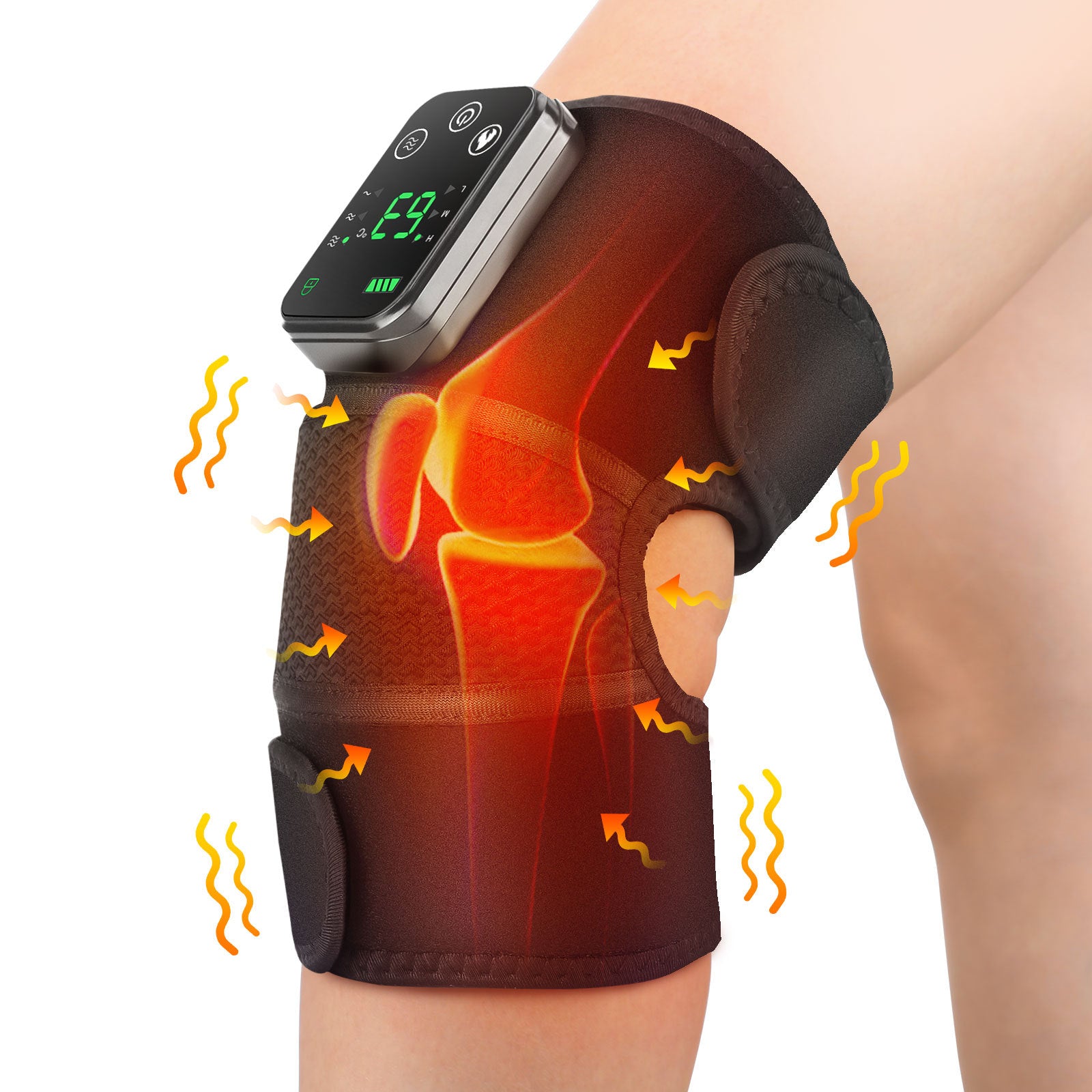 Knee Pad Controlled Vibration Warmth And Hot Compress Massager